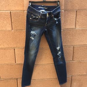 American eagle skinny jeans size 0 destroyed